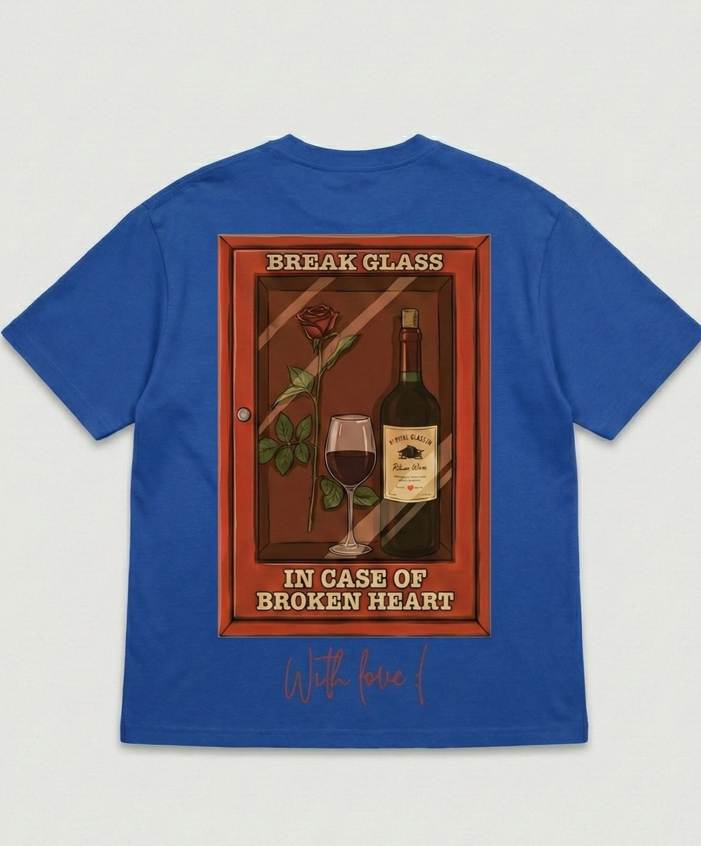 Camiseta Broken Heart azul royal vista espalda